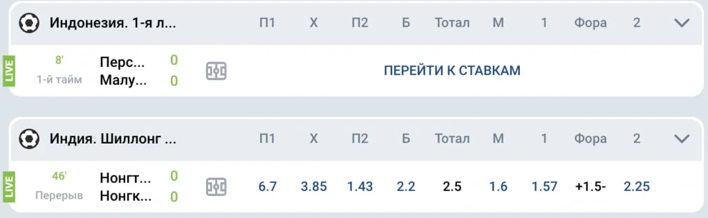 Ставки в приложении Mostbet зеркало